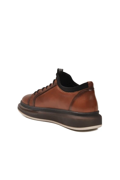 Voyager Taba Hakiki Deri Bağcık Detaylı Erkek Casual Ayakkabı - Resim 4