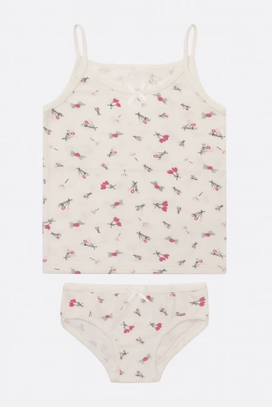 Kız Çocuk Desenli İp Askılı Atlet Külotlu Takım 6'lı Set - Resim 6