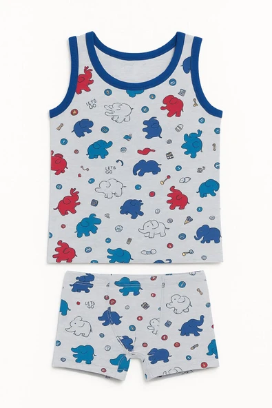 Erkek Çocuk Desenli Atlet Boxer Takım 6'lı Set Pamuklu Rahat Kumaş - Resim 4