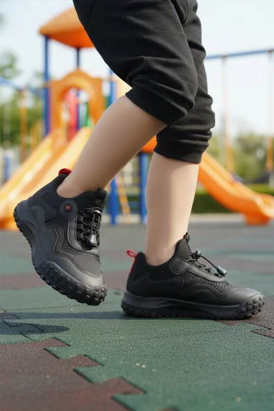 Aspor Siyah Lastik Bağcıklı Erkek Çocuk Spor Ayakkabı - Resim 3