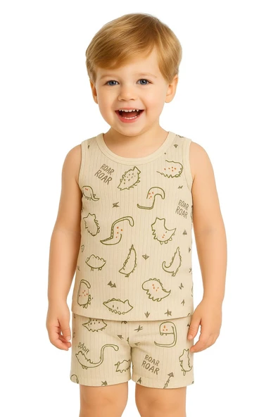 Erkek Çocuk Desenli Ribana Atlet 6'lı Set Pamuklu Rahat Kumaş - Resim 2