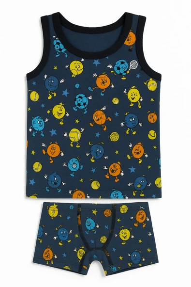 Erkek Çocuk Desenli Atlet Boxer Takım 6'lı Set Pamuklu Rahat Kumaş - Resim 5