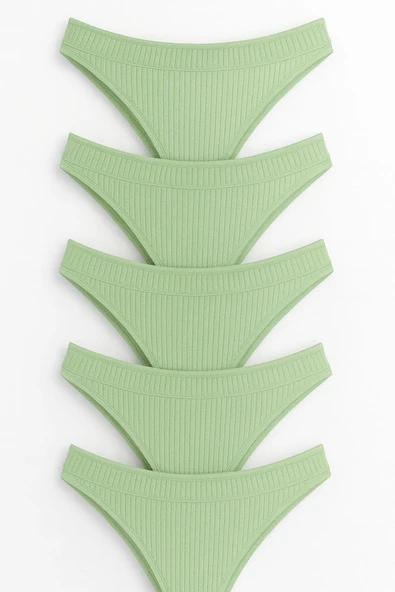 Kadın Pamuklu Tanga Külot 5’li Paket - Mint Yeşili - Resim 3