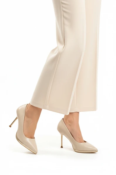 Aspor Bej Topuklu Kadın Abiye Ayakkabı
