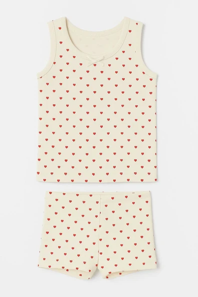 Kız Çocuk Emprime Desenli Atlet Şortlu Takım 6'lı Set - Rahat Yazlık Ev Giyim - Resim 2