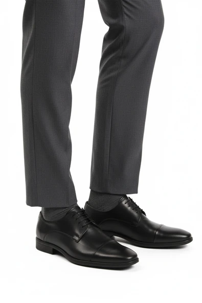 Aspor Siyah Hakiki Deri Bağcıklı Erkek Klasik Ayakkabı ürün görseli