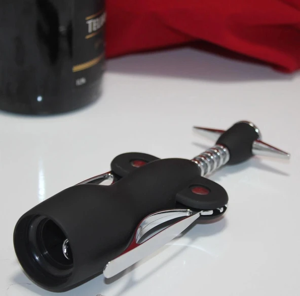 Paslanmaz Çelik Tirbuşon Açacak Siyah Şarap Açacağı - Resim 2