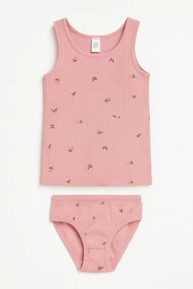 Kız Çocuk Derby Ribana Geniş Askılı Atlet Külotlu Takım 6'lı Set - Resim 2