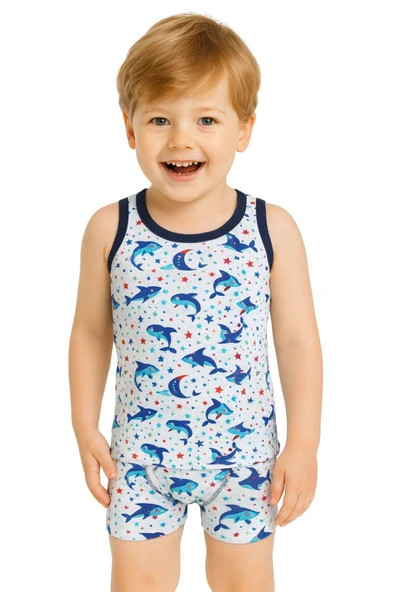 Erkek Çocuk Desenli Atlet 6'lı Set Pamuklu Rahat Kesim - Resim 4