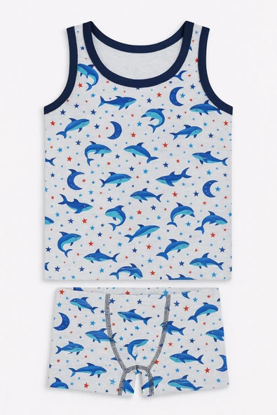 Erkek Çocuk Desenli Atlet Boxer Takım 6'lı Set Pamuklu Rahat Kumaş - Resim 3