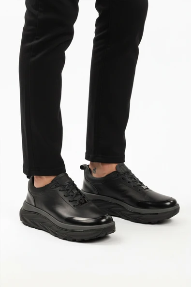 Marcomen Siyah Hakiki Deri Bağcıklı Erkek Sneaker ürün görseli