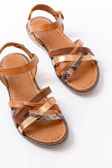 205-093 Taba Garni Hakiki Deri Ortopedik Taban Kadın Sandalet - 5