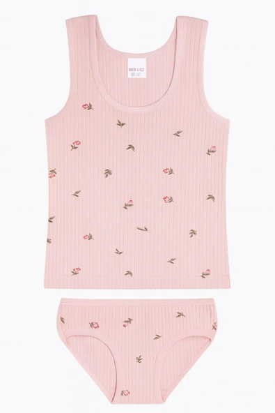 Kız Çocuk Derby Ribana Geniş Askılı Atlet Külotlu Takım 6'lı Set - Resim 5