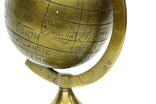 Yerküre Dünya Antik Bronz Dekoratif Hediyelik - Resim 3