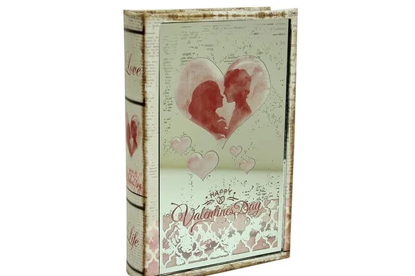 Kutu Kitap Aynalı Valentine Dekoratif Hediyelik - 1