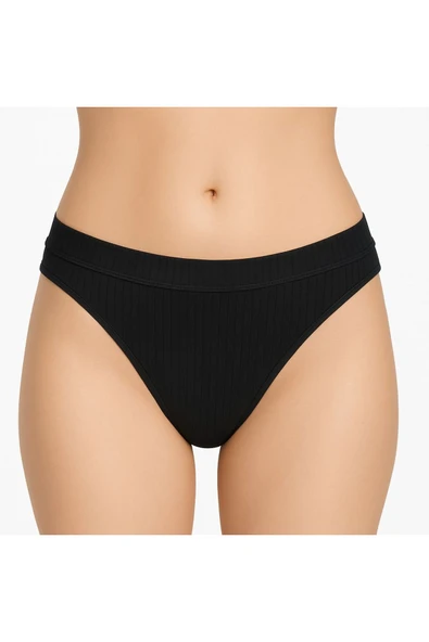 Kadın Pamuklu Tanga Külot 6’lı Set - Siyah Beyaz Pembe Taş Bordo Mint - Resim 3