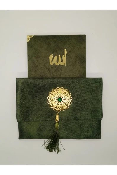 Lüks Çantalı Kadife Kaplı Yasin ( Yeşil ) - Resim 2