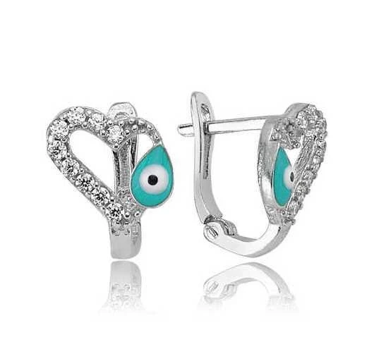 Gümüş Kalp Figürlü Çocuk Küpesi ürün görseli 1