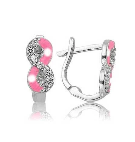 Gümüş Pembe Sonsuzluk Çocuk Küpesi ürün görseli 1