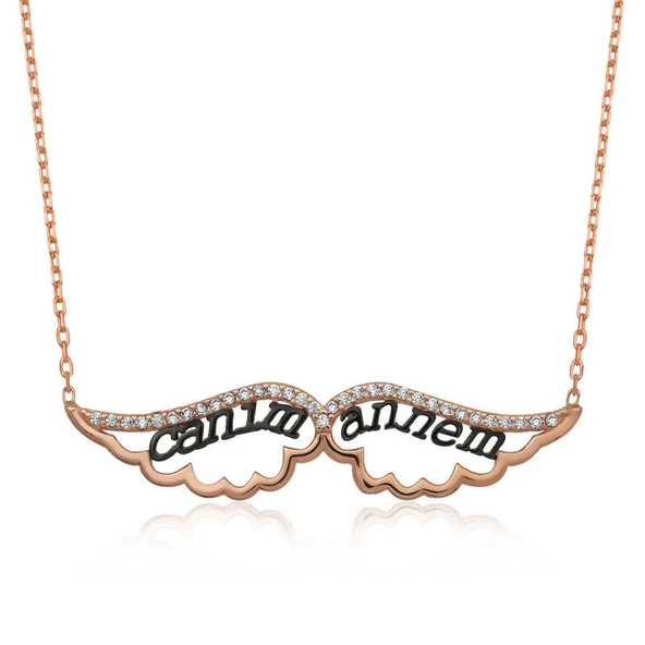 925 Ayar Gümüş Melek Canım Annem Kadın Gümüş Kolye ürün görseli 1