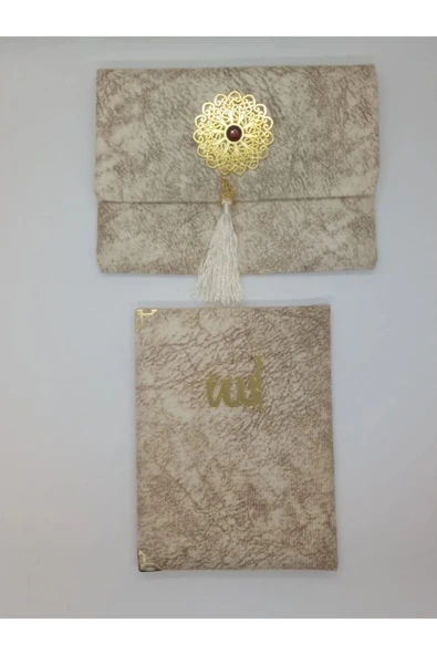 Lüks Çantalı Kadife Kaplı Yasin ( Krem ) ürün görseli