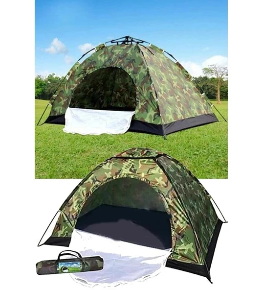 4 Kişilik Kamuflaj Desenli Kolay Kurulumlu Kamp Çadırı ürün görseli