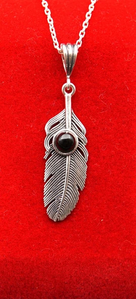 925 Ayar Kadın Oltu Taşı Kadın Kolye sk000114 ürün görseli 1