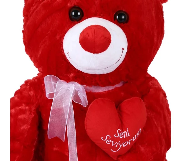 Yumoş Ayı 47 cm Kırmızı Kalpli Pelüş Ayı Sevgiliye Hediye - Resim 2