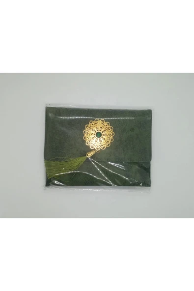 Lüks Çantalı Kadife Kaplı Yasin ( Yeşil ) - Resim 4