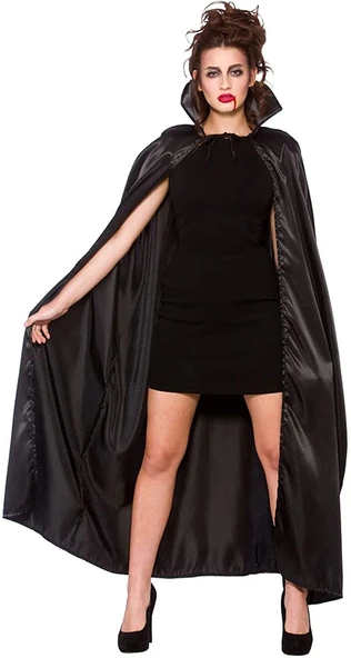 Parti Aksesuar Siyah Yakalı Yetişkin Saten Pelerin 120 cm ürün görseli 1