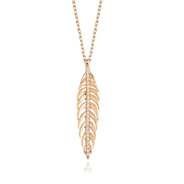 925 Ayar Gümüş Ceviz Yaprağı Kadın Gümüş Kolye ürün görseli 1