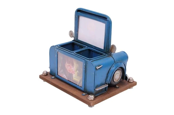 Metal Kalemlik Çerçeveli Araba Temalı Dekoratif Hediyelik - Resim 3