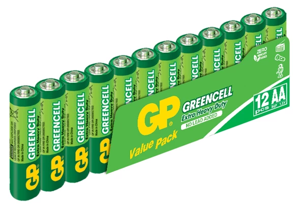 GP Greencel R6 AA Boy Çinko Kalem Pil 12'li Paket GP15G-VS12