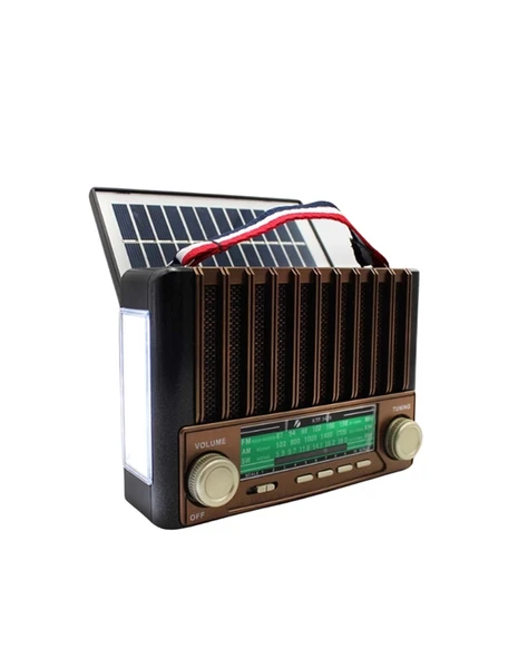 KTF-1428 Güneş Paneli Şarjlı Nostaljik Bluetooth Hoparlör – FM/AM/SW Radyo, USB/SD Desteği, Taşınabilir Tasarım - Resim 5