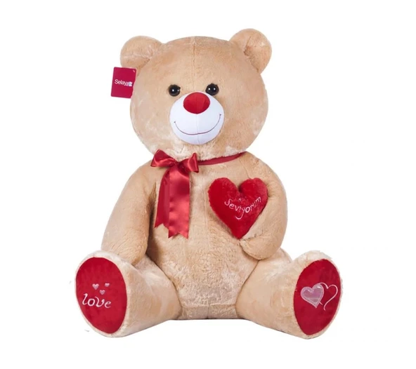 Tıkıl Ayı 57 cm Kahverengi Kalpli Pelüş Ayı Sevgiliye Hediye ürün görseli 1