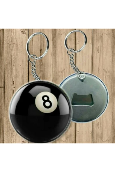 Siyah Bilardo Topu Anahtarlık - Açacaklı Anahtarlık ürün görseli