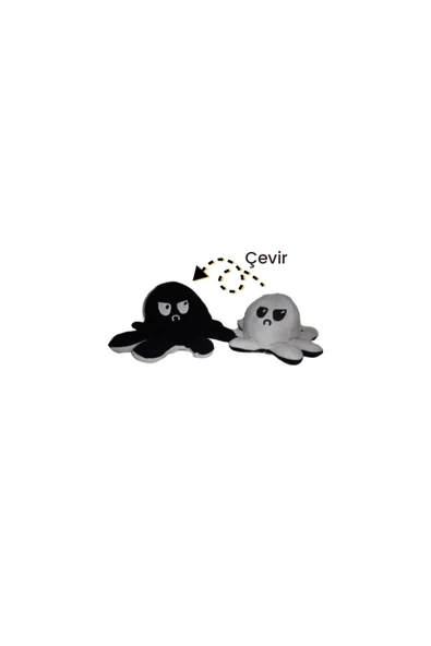 Siyah - Beyaz Ahtapot Peluş Oyuncak - Mod Değiştiren Ahtapot Çift Yönlü Peluş Ahtapot ürün görseli