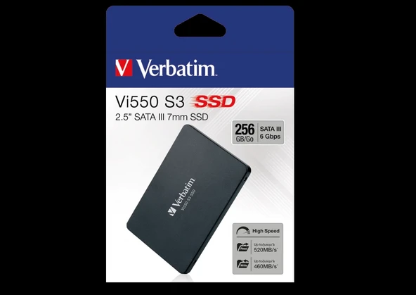 VERBATIM 49351 - 256GB VI550 S3 2.5'' SATA SSD (Okuma 550MB/sn. - Yazma 460MB/sn.) - 4