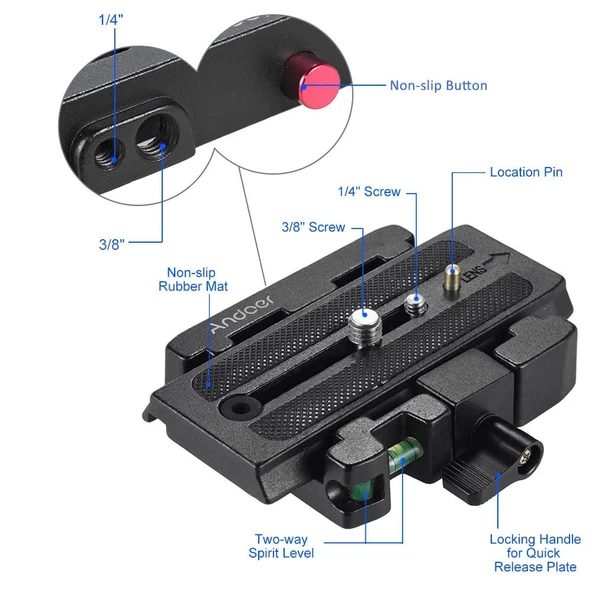 Andoer D4135 Video Kamera Tripod Hızlı Bırakma Plakası - 5