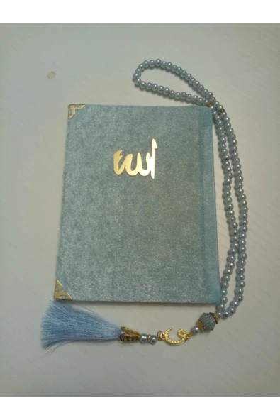 Kadife Yasin Set Inci Tesbih - Açık Mavi ( Çanta Boy ) ürün görseli