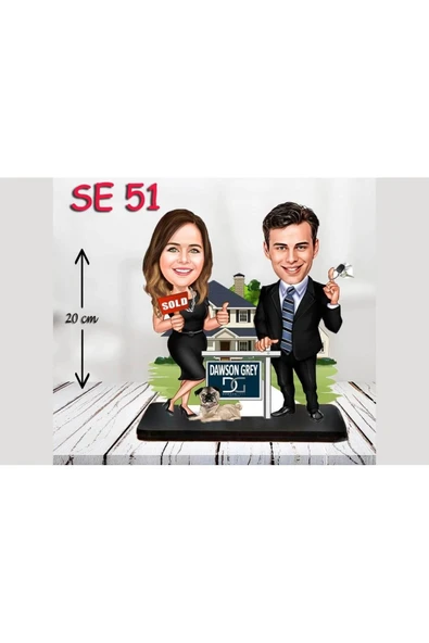 Kişiye Özel Ahşap Biblo - Zengin Çift Biblo ( 3D Biblo ) ürün görseli