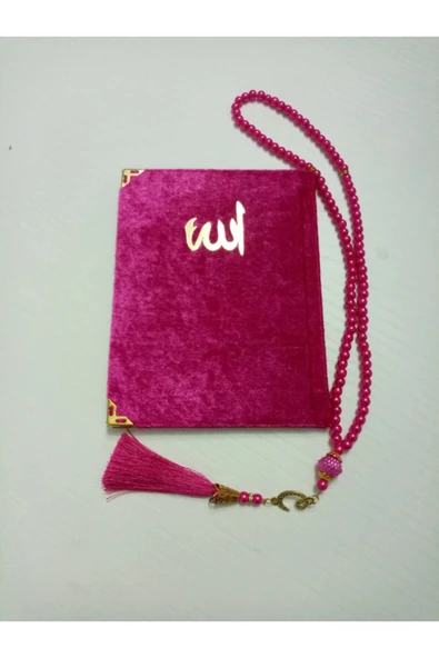 Kadife Yasin Set Inci Tesbih - Fuşya ( Çanta Boy ) ürün görseli