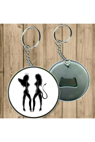 Melek Ve Şeytan Model - Açacaklı Anahtarlık ürün görseli