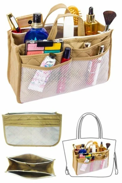 Vivyan 11 Bölmeli Çanta Içi Düzenleyici Organizer - Krem - Resim 2