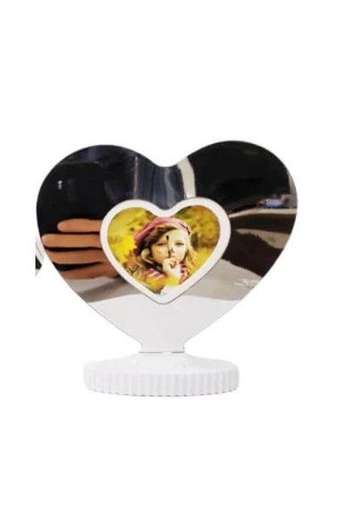 Kalp Tasarimli Led Işikli Ayna Fotoğraf Çercevesi - Işıklı Çerçeve - Resim 2