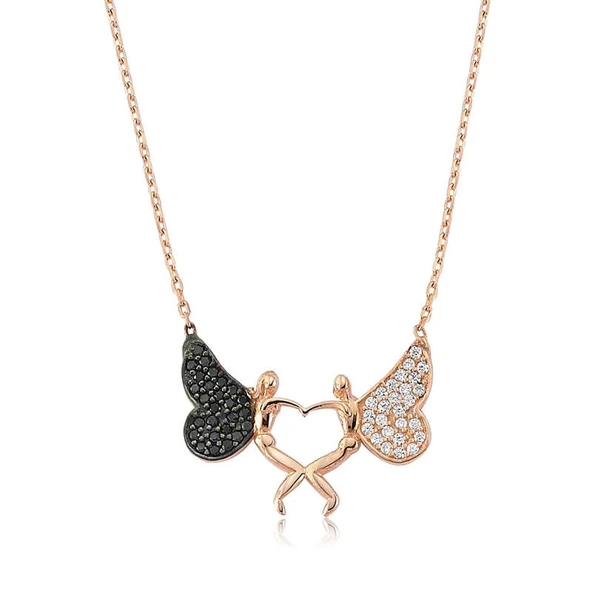 925 Ayar Gümüş Kalpli Melek Kadın Gümüş Kolye ürün görseli 1