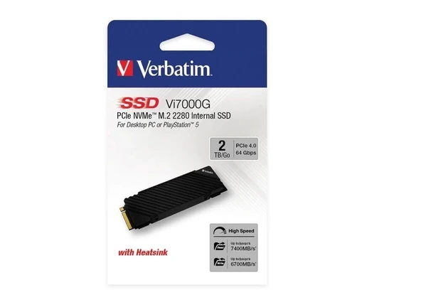 VERBATIM 49368 - 2TB VI7000G M.2 NVME PCIE GEN 4 SSD (Okuma 7400MB/sn. - Yazma 6700MB/sn.) - 4