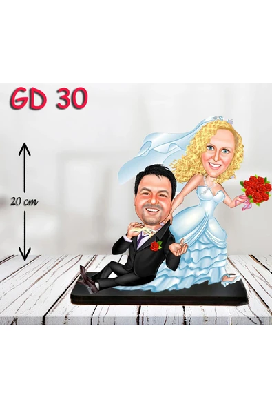 Kişiye Özel Ahşap Biblo - Gelin Damat Biblo 11 ( 3D Biblo ) ürün görseli
