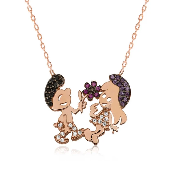 925 Ayar Gümüş Şirinler Kadın Gümüş Kolye ürün görseli 1