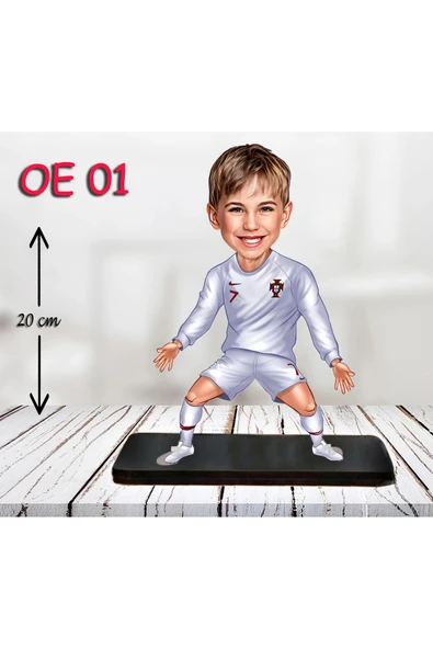 Kişiye Özel Ahşap Biblo - Erkek Çocuk Karikatür Biblo - Futbolcu Biblo ürün görseli